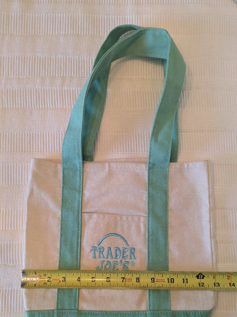 Trader Joe’s Mint Green Mini Canvas Tote Bag – Like New